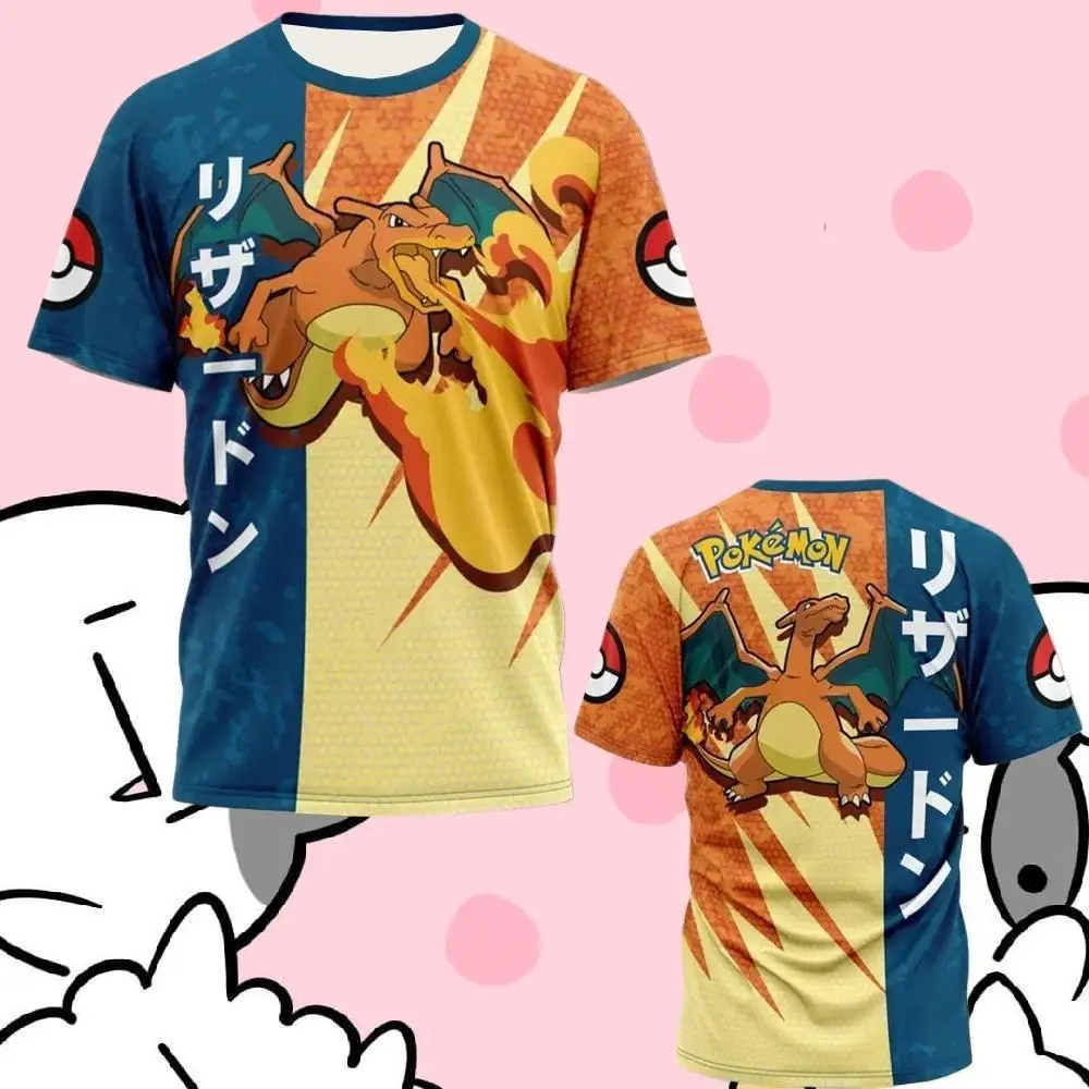 

2026 Bandai Summer Pokemon Men and Women Short-sleeved Cartoon T-shirt Top Clothing Uniform 3D Printed Breathable