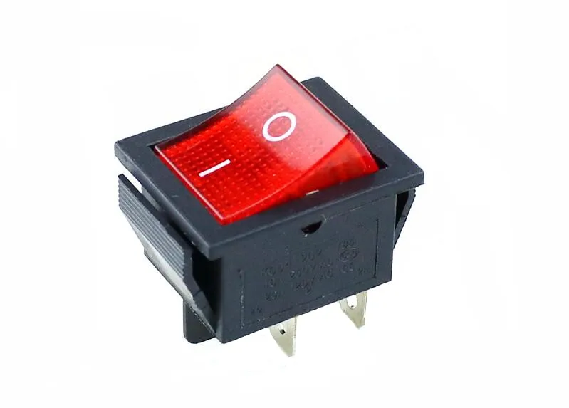KCD4 ON-OFF 16A 250VAC/20A 125VAC Red Button Light Rocker Switch 4 Pin Rocker Power Switch