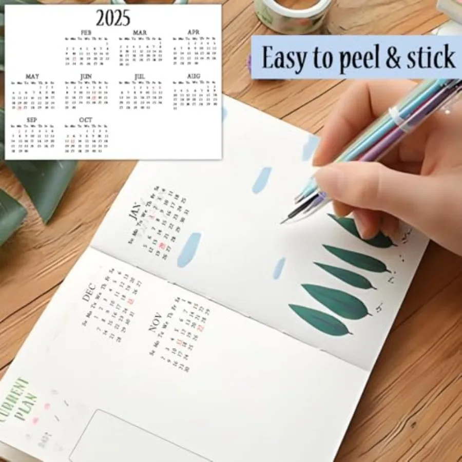 2025 Calendar Stirs Labels 5 * 7 Inch 2025 Mini Planner Calendar Stirs Removable Monthly Planner Schedule Decals Strips for Not