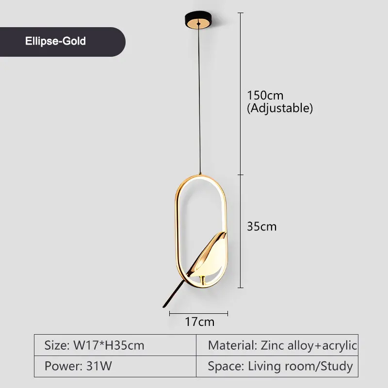 Draaibare Ekster Vogel Led Hanglamp Voor Bed Slaapkamer Indoor Goud Zilver Hangende Verlichting Kroonluchter Lampen Foyer AC85-265V