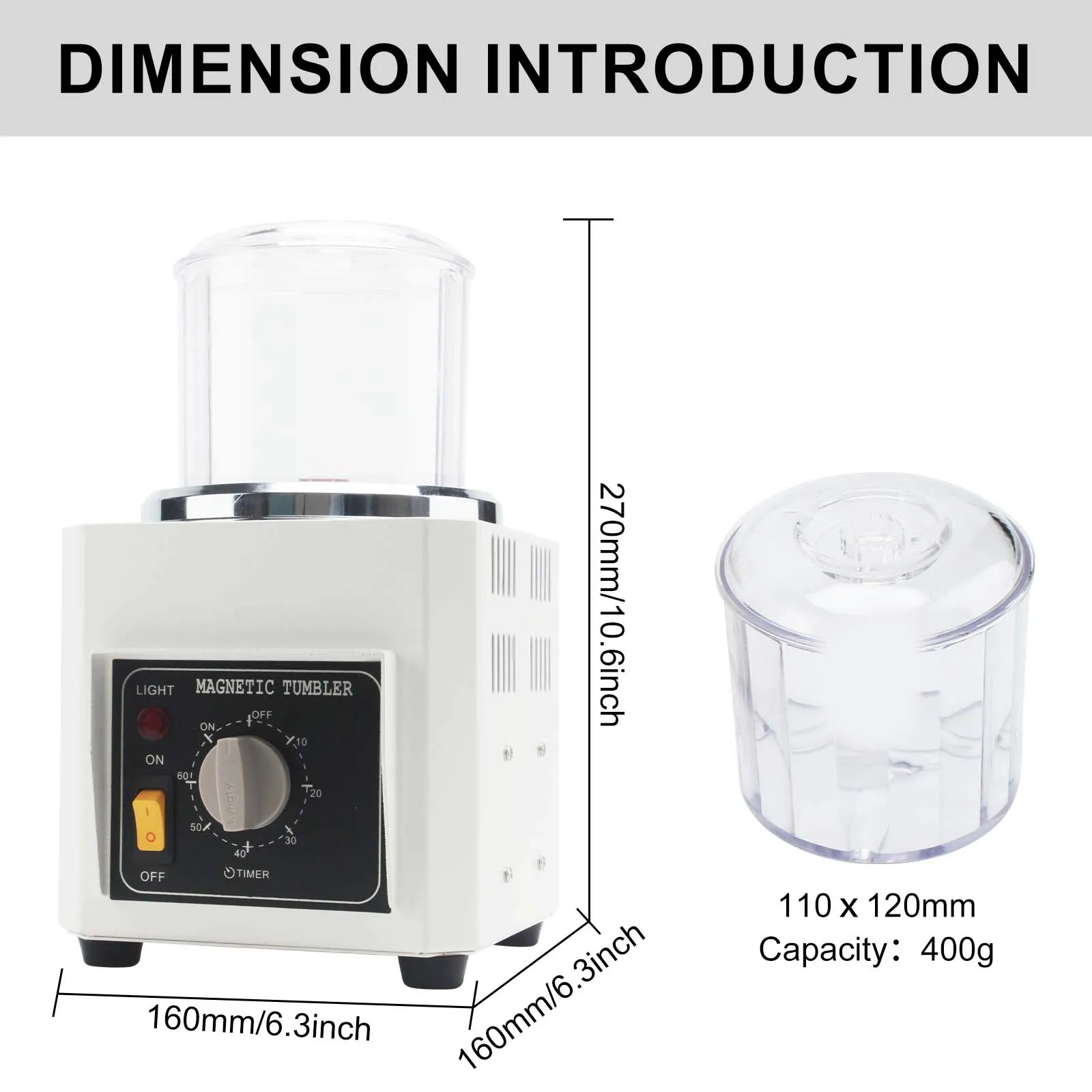 KT-90 Mini Magnetic Polishing Tumbler Machine: A Versatile DIY Tool for Jewelry Polishing and Cleaning with AC 110V/220V Compati