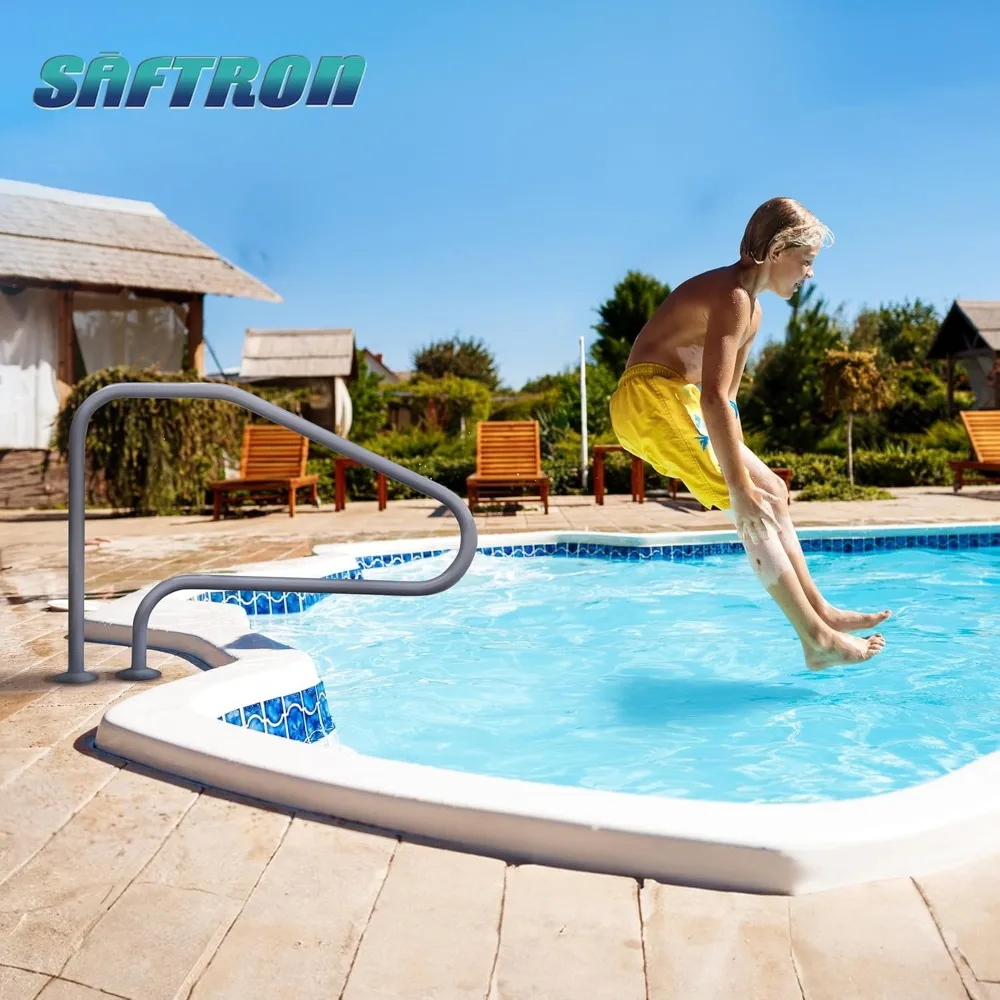 Saftron RTD-448-GG 4 Bend Swimming Pool Mounted Polymer Handrail, Graphite Gray