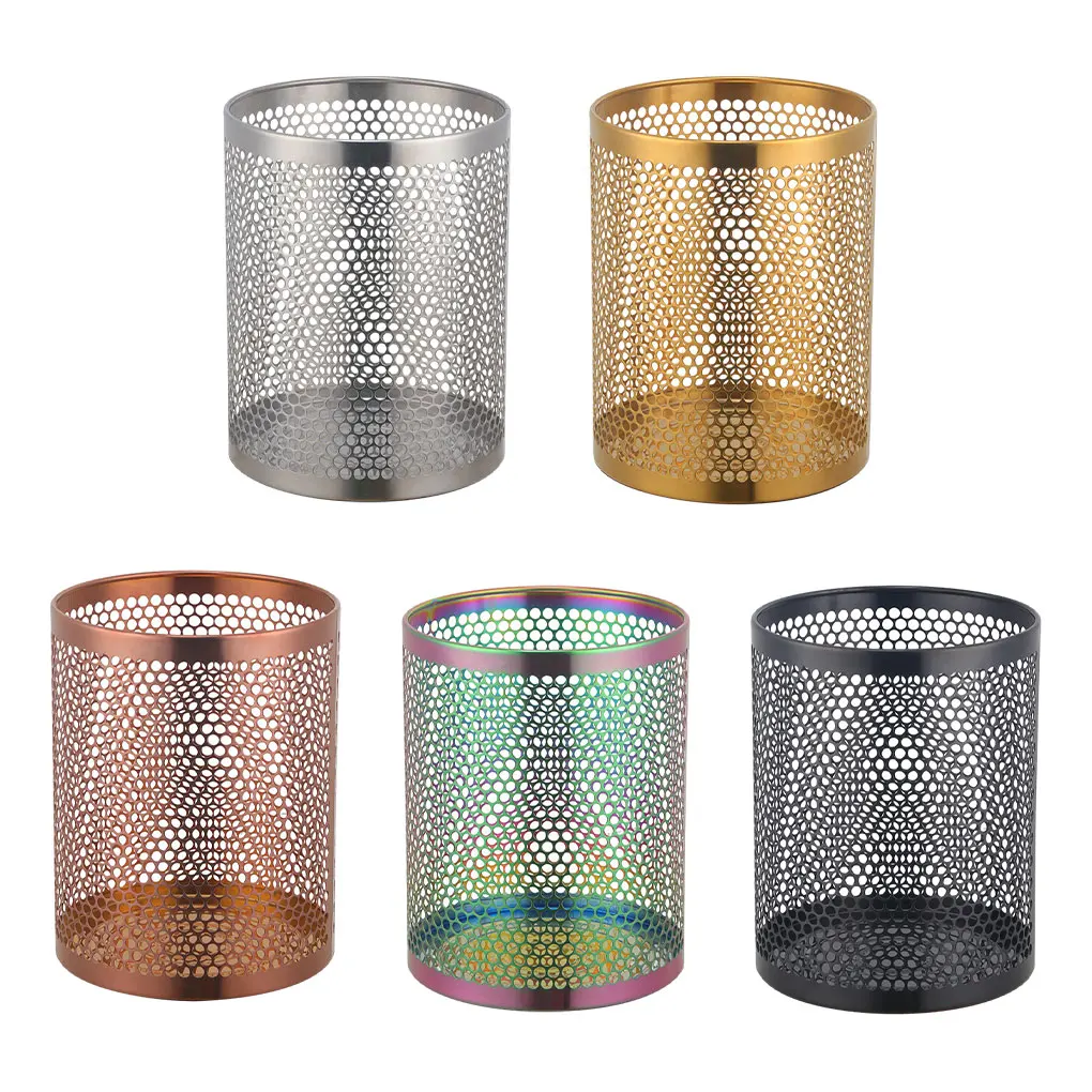 Stylish Waste Paper Bin Stainless Steel Mesh For Modern Look Large Capacity Metal Golden Trash Can Illusory color