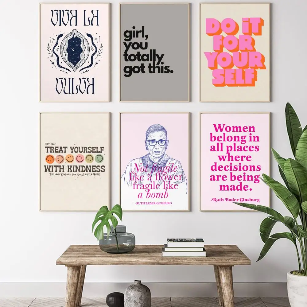 Feminist Color Letter  Painting Calligraphy HD Canvas Poster living room bedroom bar aesthetic decoration