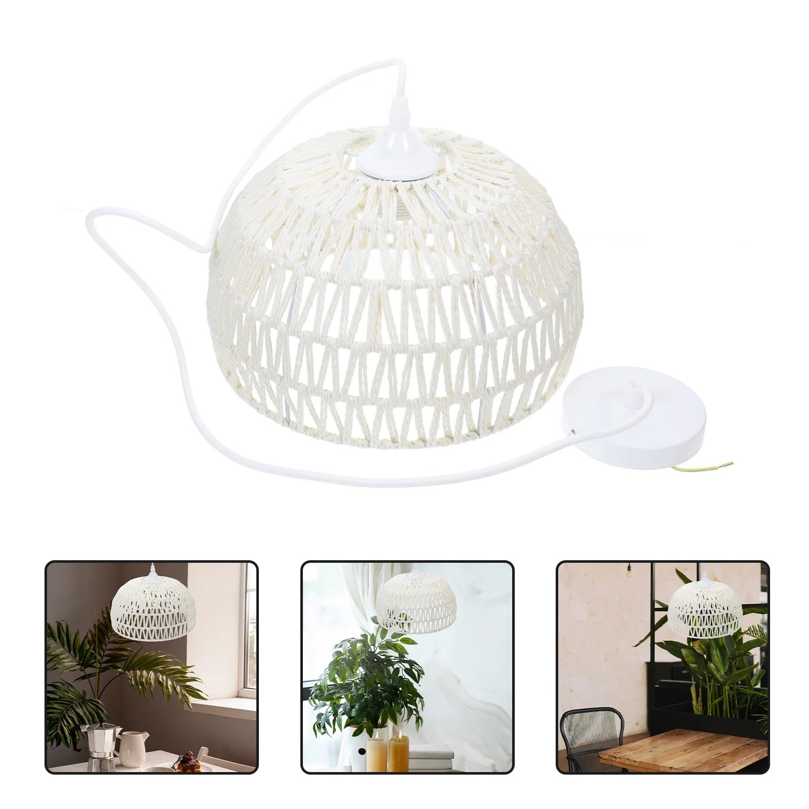 

1 Set Hand-Woven Rattan Pendant Light Vintage Single Head Ceiling Lamp Eu Plug For Home Restaurant Bar Decorative Hanging Light