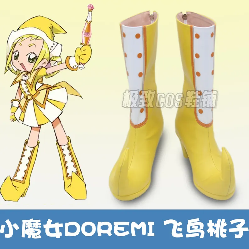 Ojamajo Doremi Momoko Asuka Cosplay Boots Yellow High Heels Handmade Faux Leather Boots Halloween Carnival Boots Custom Made
