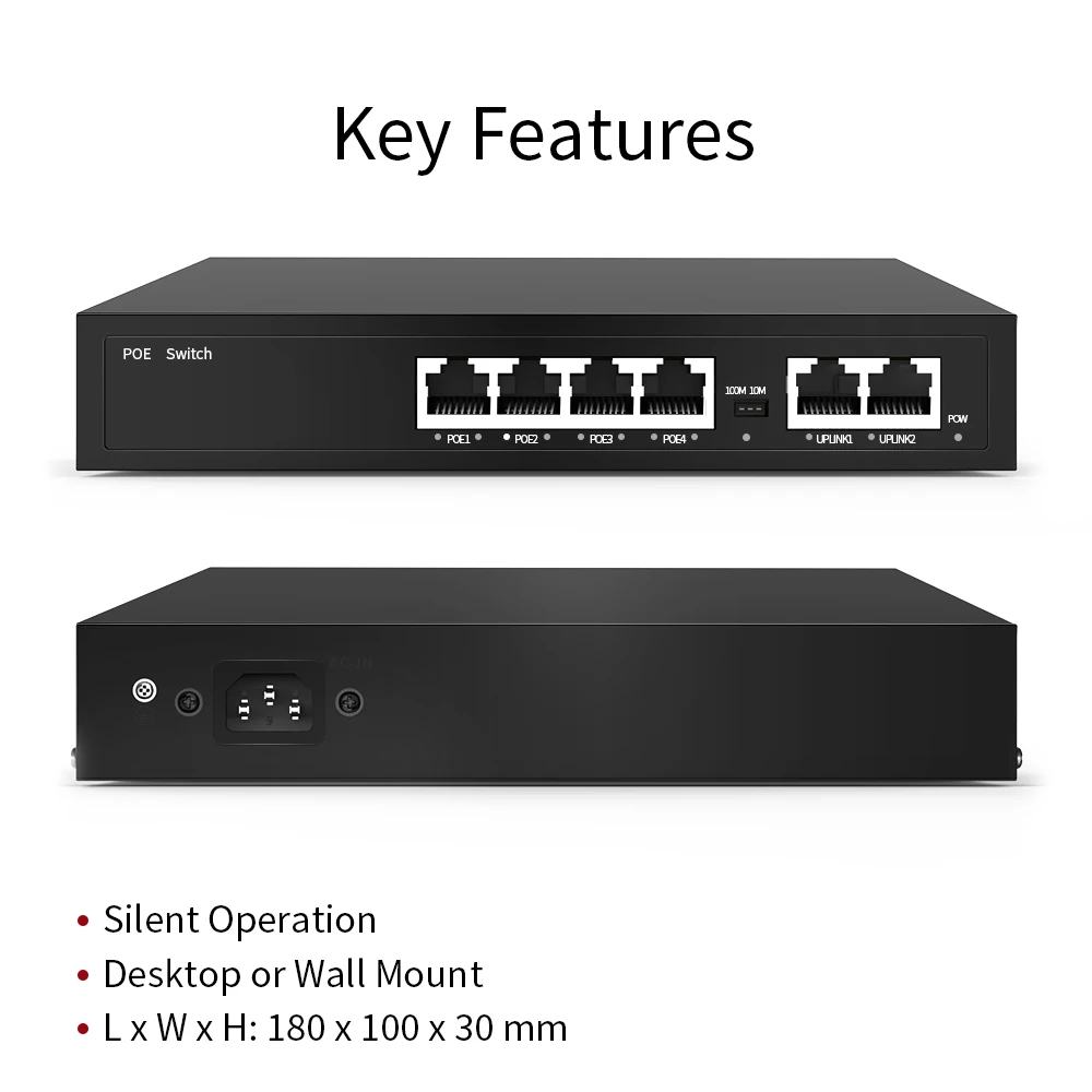 Switch POE 100Mbps 4/8 porte Smart IP Switch POE Standard RJ45 Iniettore Switcher con codice quadrante per telecamera IP/NVR/AP wireless