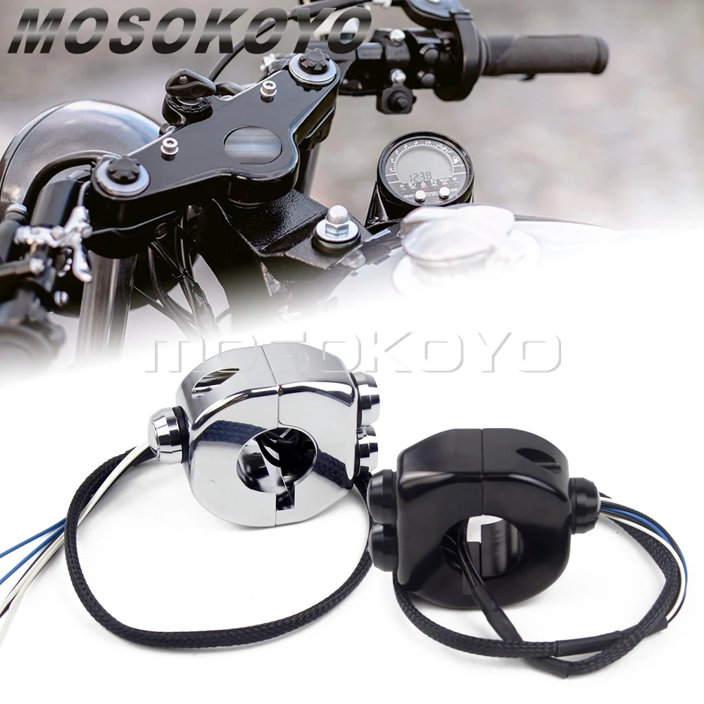 M-Switch Electrical 22mm Switches Momentary Self Lock 3 Button Control For Harley Honda BMW Cafe Racer Scooter 7/8