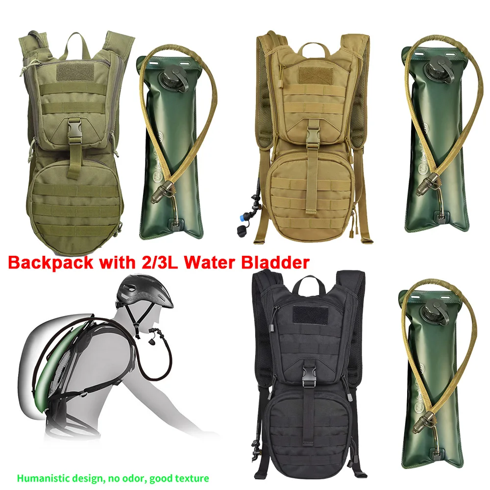 With 2/3L Water Bag Hydration Backpack Tactical Hydration Pack Backpack Military for Hiking Cycling Climbing Outdoor Bladder