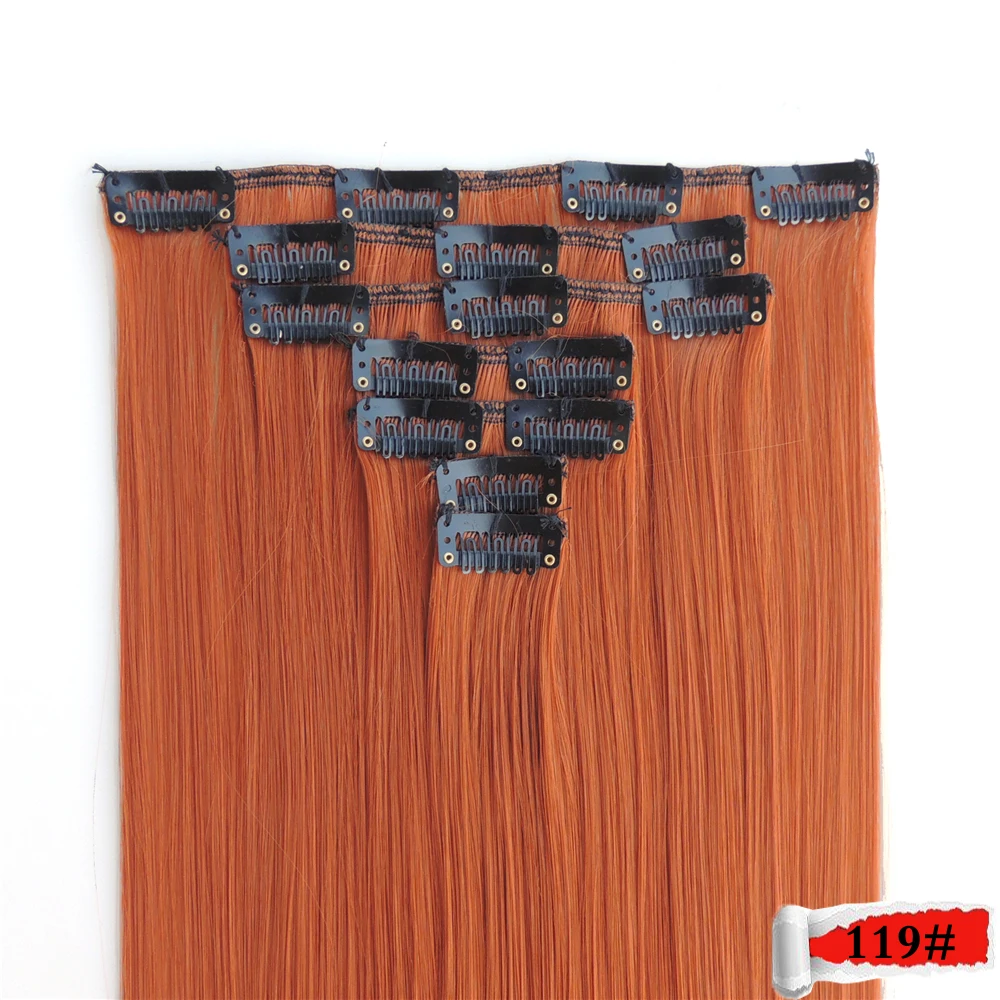 QJZ130551p Xi.Rocks Clip Hair Extensions Wig Synthetic Extension Colors Straight Clips Ins Heat Resistant Hair