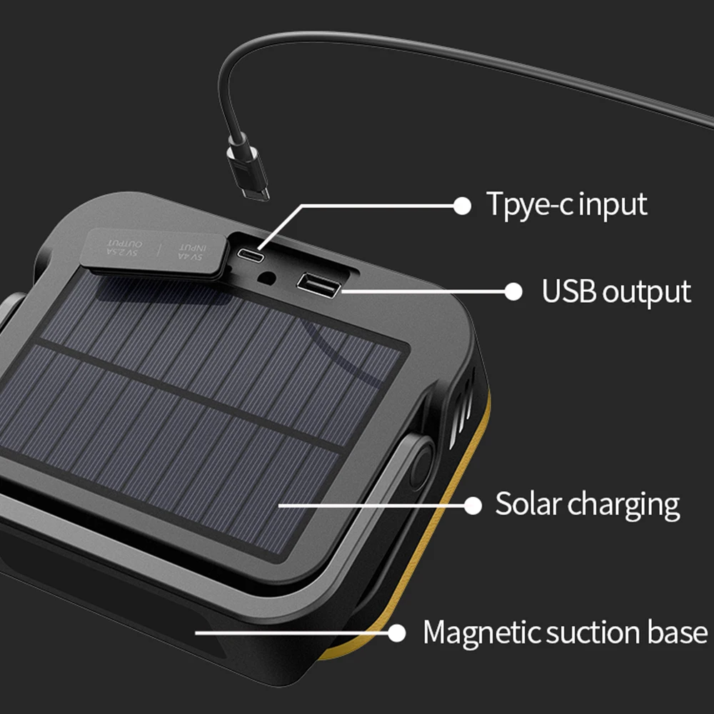 LED Searchlight Camping Lights Work Lights Outdoor Warning Solar Tent Lamps Convenient Hand Lamps