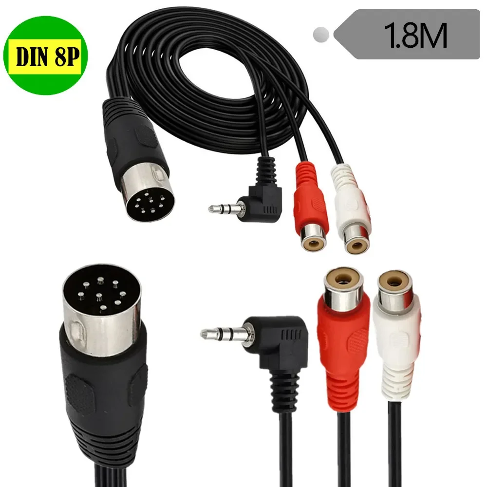 Großer DIN8-Pin-Stecker, DIN 8P auf DC3,5 mm + 2RCA-Buchse, Lotusloch-Empfänger, Subwoofer-Verbindungskabel