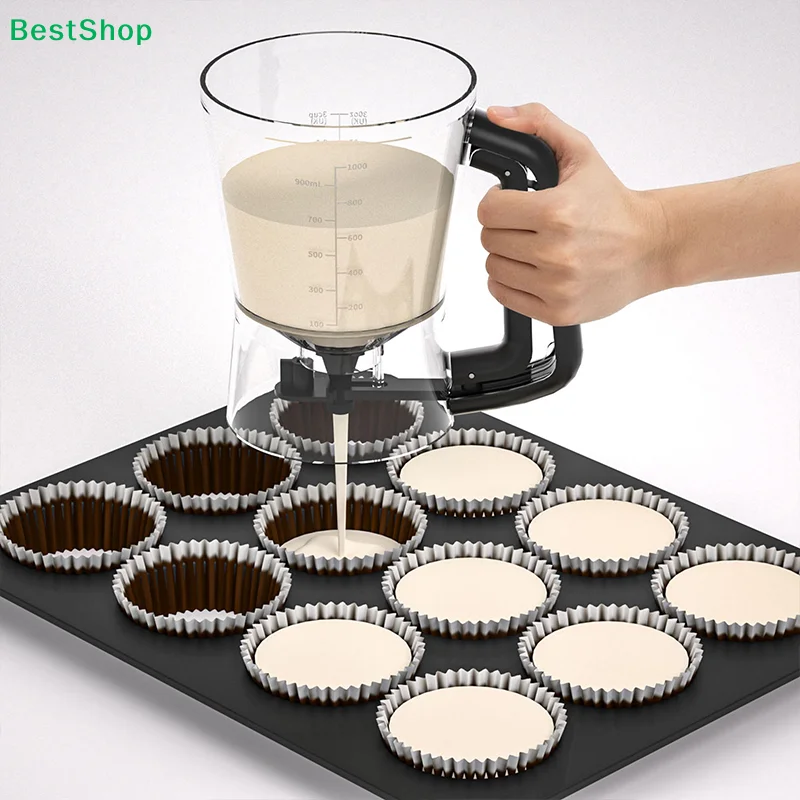 ✍ Dispensador de masa, embudo para masa, dispensador manual de cupcakes, taza medidora, herramientas para hornear