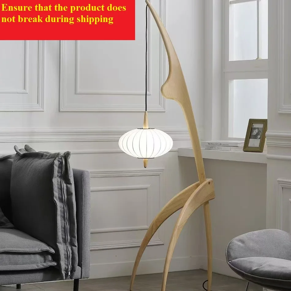 Modern Simple Walnut Solid Wood Floor Lamp Living Room Net Red Bedroom Bedside  Creative Exhibition Hall Corner Standing Light