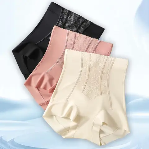 High Waist Postpartum Body Shaper Large Size Shapewear Seamless Underpants Flowers Belly Contracting Tummy Control Underwear