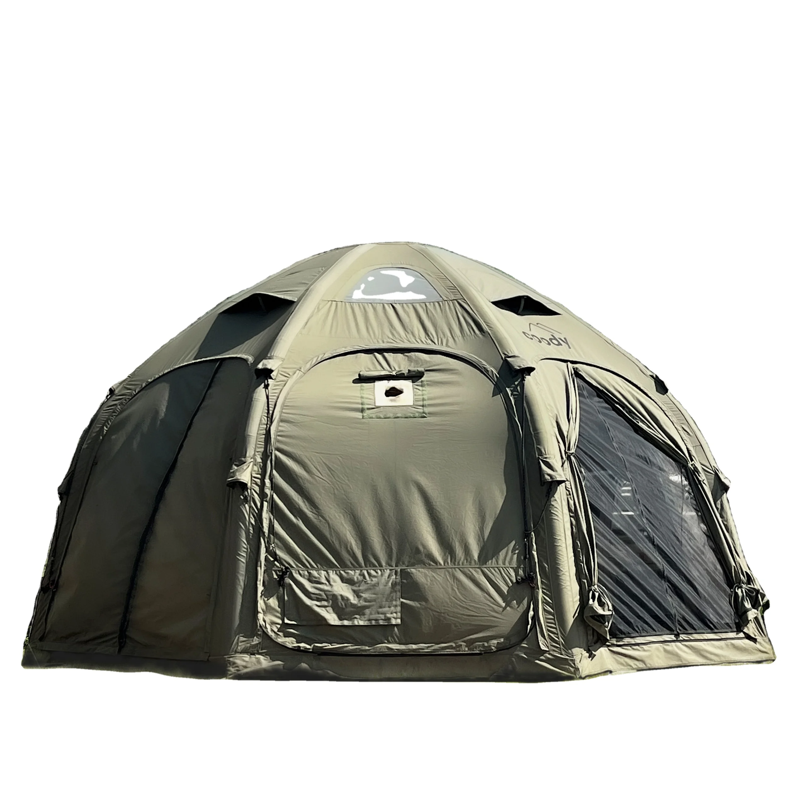 ArmyGreen Cotton Vinyl Canopy Camping Tent Inflatable Outdoor Car Tail Tent for 3-5 People for Outdoor Camping