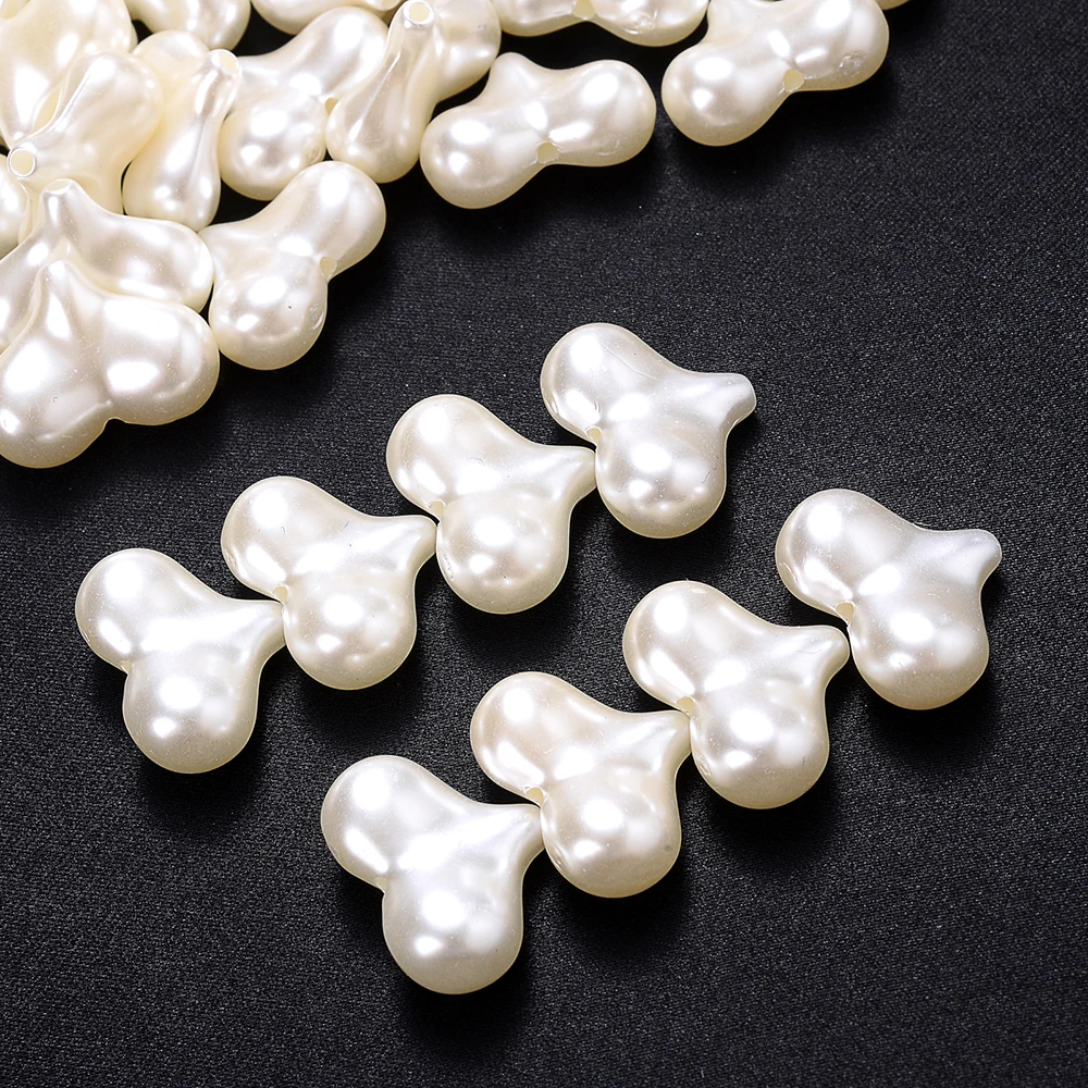 20pcs/Lot 16.5x22mm Big White Heart Beads ABS Imitation Pearl Spacer Beads For DIY Bracelet Necklace Earring Jewelry Accessories