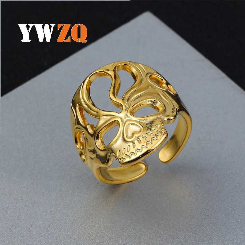 1pcs Hot Selling Stainless Steel Cutting Jewelry Hydraulic Skull Titanium Steel Personalized Opening Ring For Both Men And Women