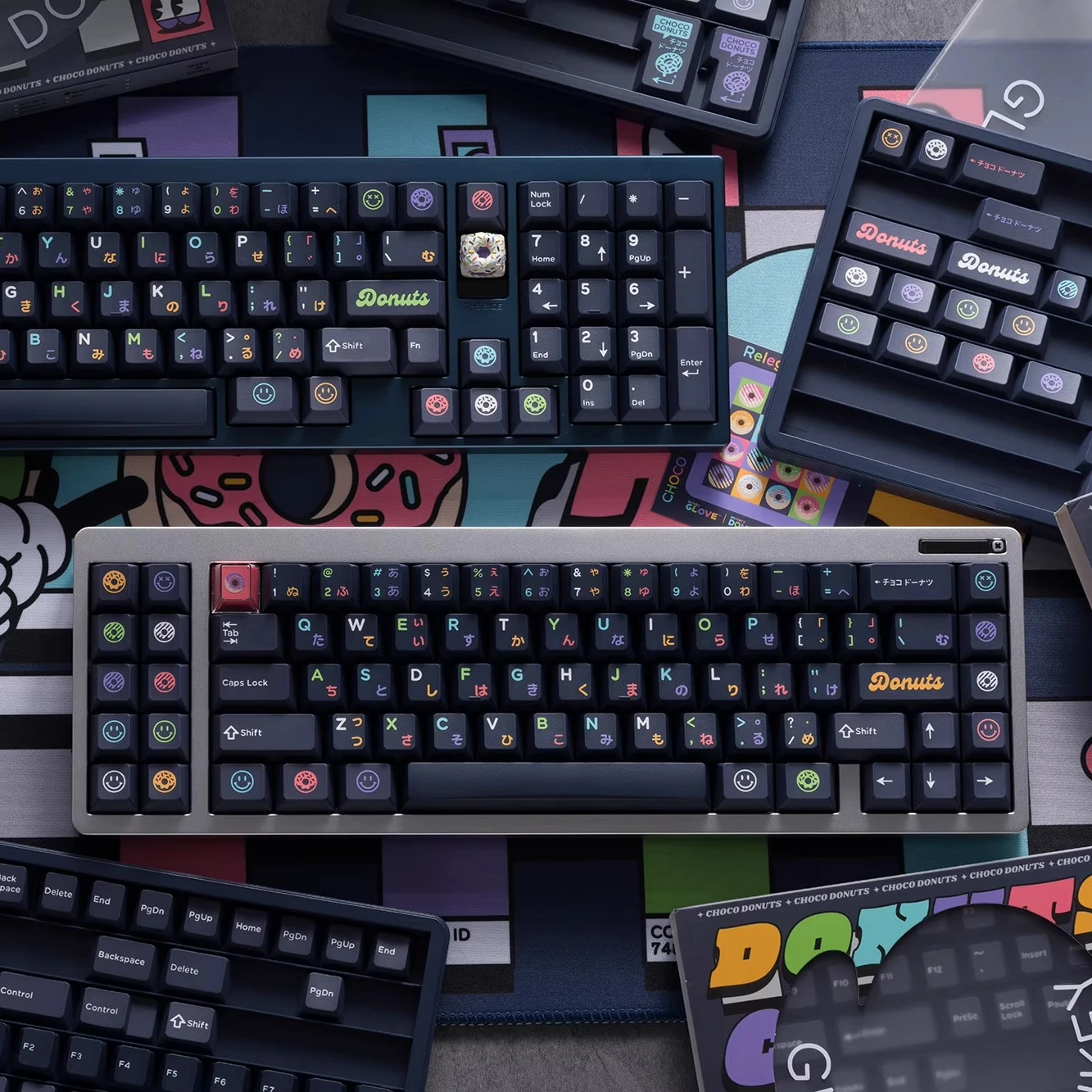 

Blueberry Donuts Domikey Theme Keycaps Set ABS Cherry Profile Custom Original Handmade Keycaps for Mechanical Keyboard Gift DIY