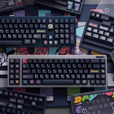 Blueberry Donuts Domikey Theme Keycaps Set ABS Cherry Profile Custom Original Handmade Keycaps for Mechanical Keyboard Gift DIY