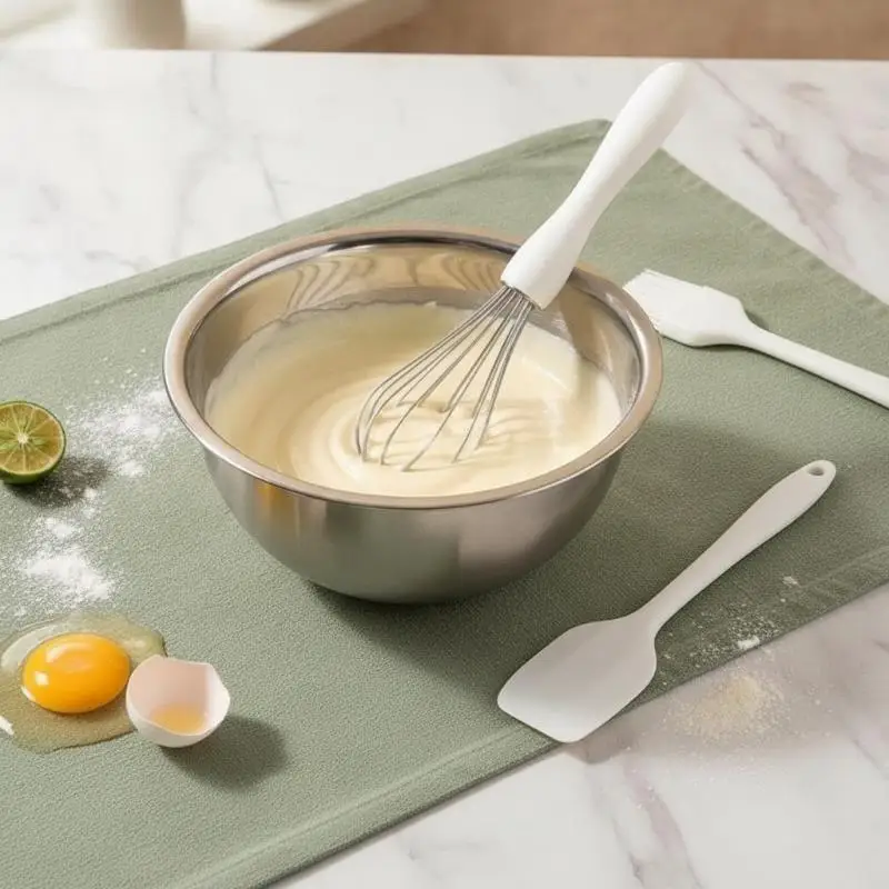3 Pcs Silicone Kitchen Baking Utensil Set Spatula Scraper Egg Beater And BBQ Oil Brush Household Cooking Accessory