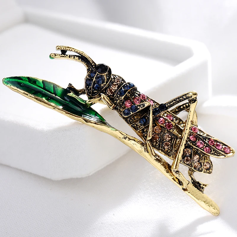 1pc Vintage Grasshopper Brooches For Women Cute Insect Brooch Pin Winter Coat Accessories Gift