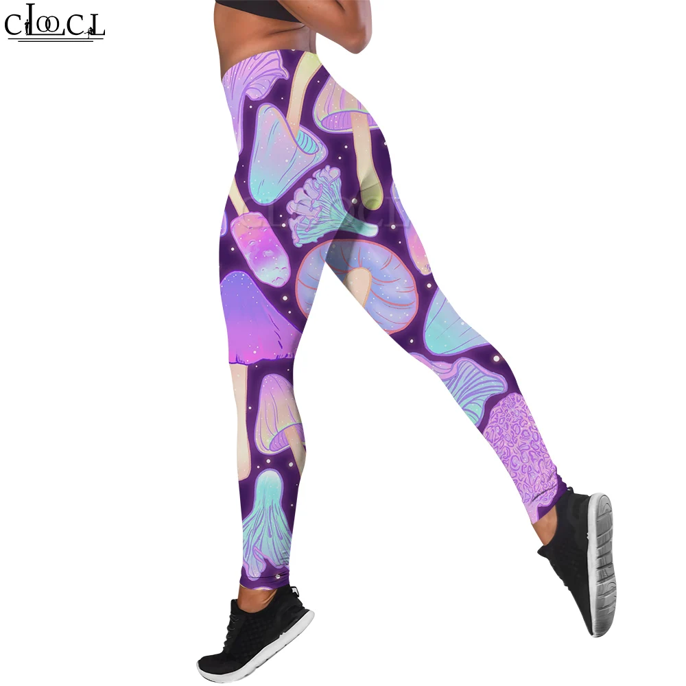 CLOOCL Purple Women Legging Fantasy Mushroom Pattern 3D Printed Trousers High Waist Stretch Fitness Leggings Exercise Shaping