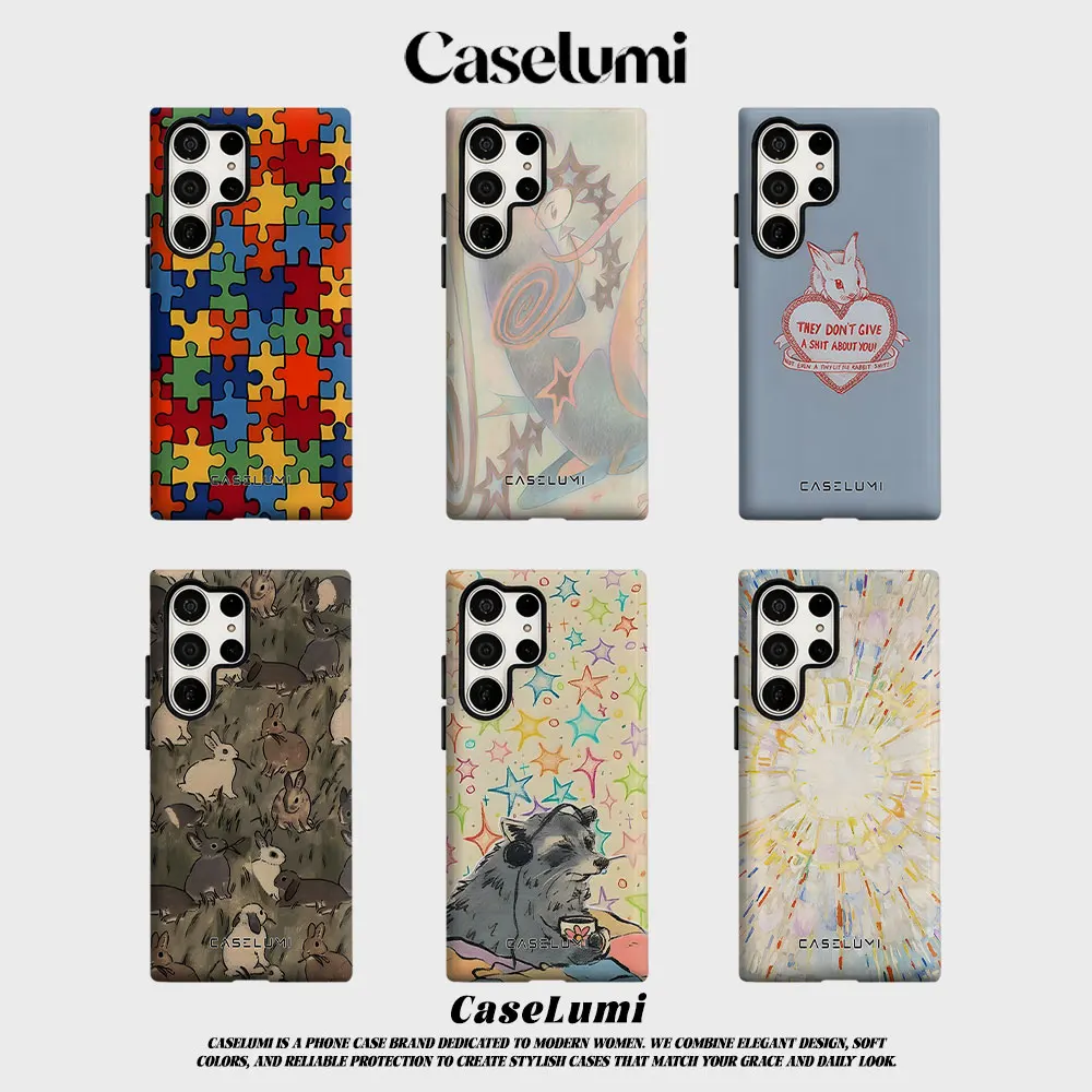 Puzzle Pop For Samsung Galaxy Phone Case S23 S20 S25 FE S24 Plus S26 Ultra 2-IN-1 Shockproof Bumper Hard PC