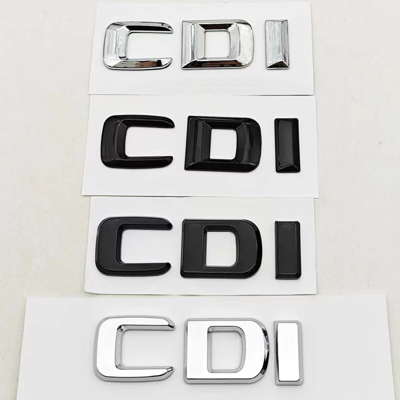 Image of CDI Buchstaben-Emblem für Mercedes-Benz Kofferraum-Logo Abzeichen W204 W205 W211 W212 W164 W166 CLA GLS GLE Klasse Chrom Glänzend Schwarzer Aufkleber