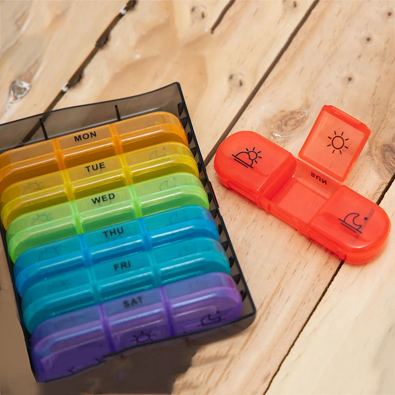 21 Grid Seven Color Weekly Pill Box Portable Travel Medicine Storage Organizer Daily Health Care Container Case