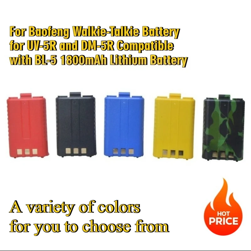 

For Baofeng Walkie-Talkie Battery UV-5R DM-5R Compatible with BL-5 1800mAh Lithium Battery