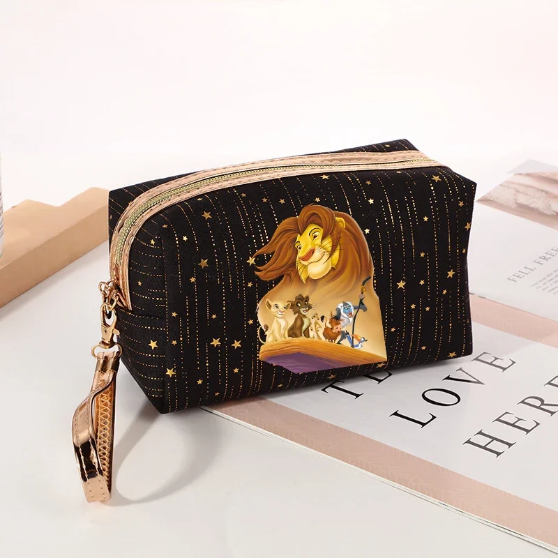 Mufasa Lion King Disney Cosmetic Makeup Bag Portable Zipper Bag Waterproof Travel Storage Wash Bag Women Handbag Organizer Case