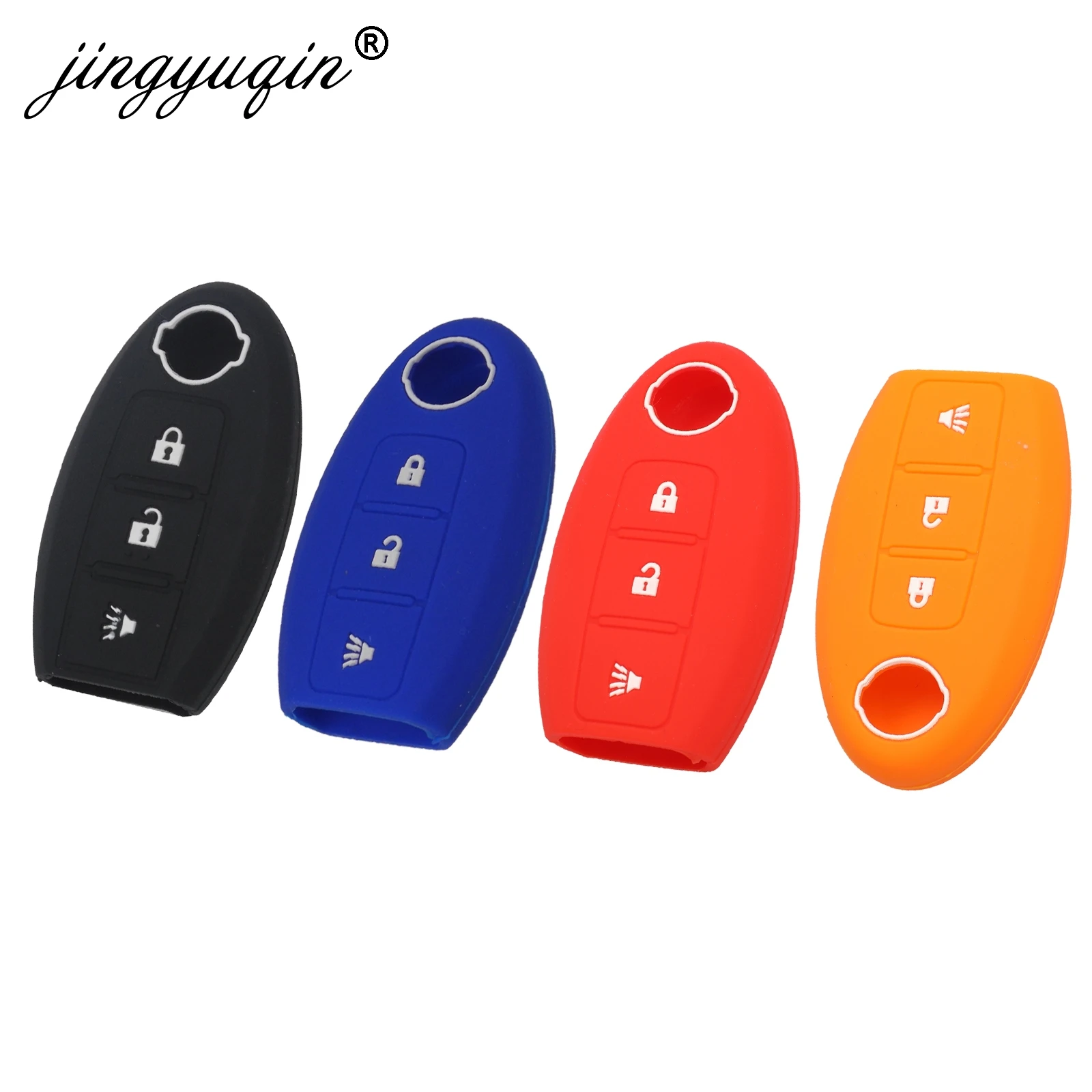 jingyuqin Silicone Key Case Cover For Nissan Maxima Altima Teana Tiida Sylphy Sunny X-Trail 3 Buttons Smart Car key Shell