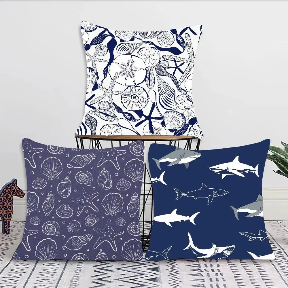 Marine Organism Shells Pillow Case Fashion Square Pillowcase Bedroom Sofa Room Ins Decoration Leisure