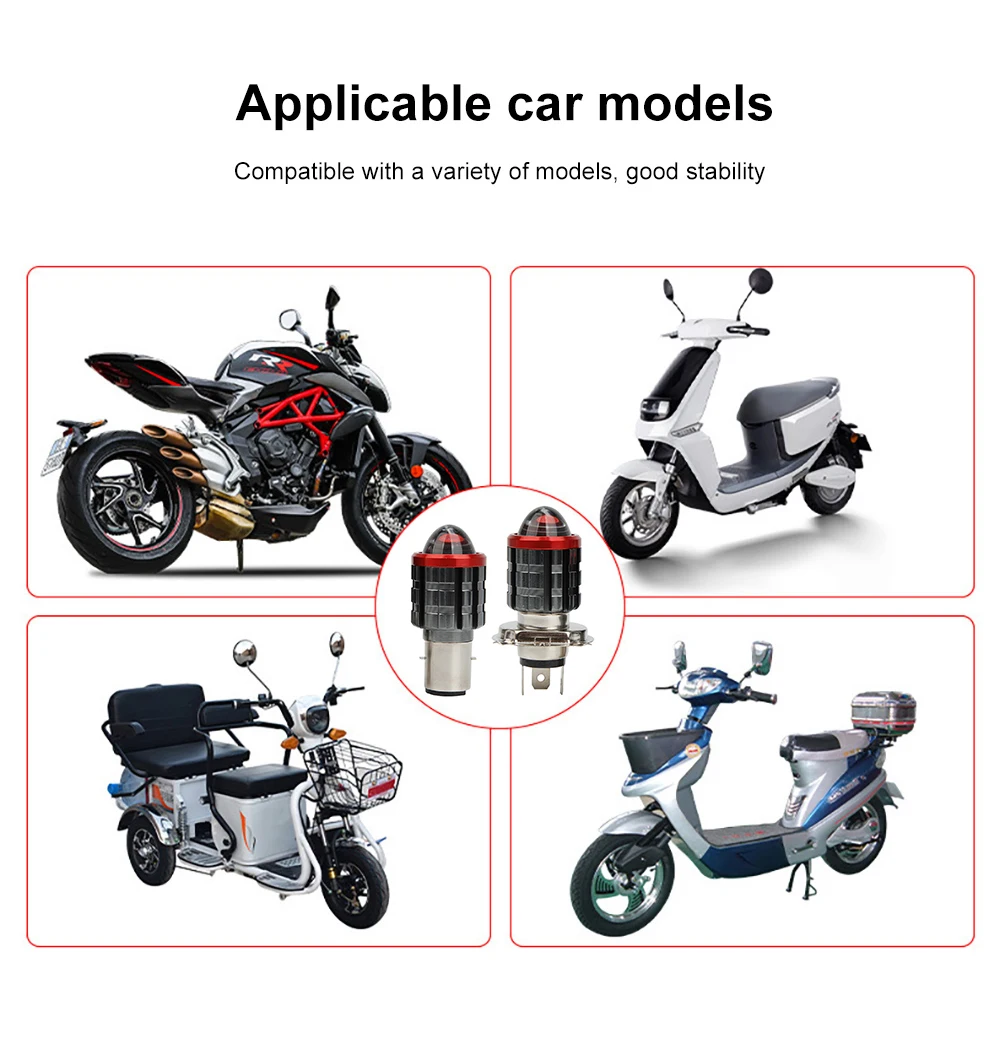 H4 LED Motorcycle H6 LED Moto Motorcycle Headlight white yellow Bulbs Lens High Low Beam Lamp Motorbike Lamp Scooter Tricycle