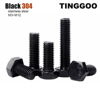 1/10X M3 M4 M5 M6 M8 M10 M12 DIN933 GB5783 Black A2 Stainless Steel Full Thread External Hex Outside Hexagon Head Cap Screw Bolt