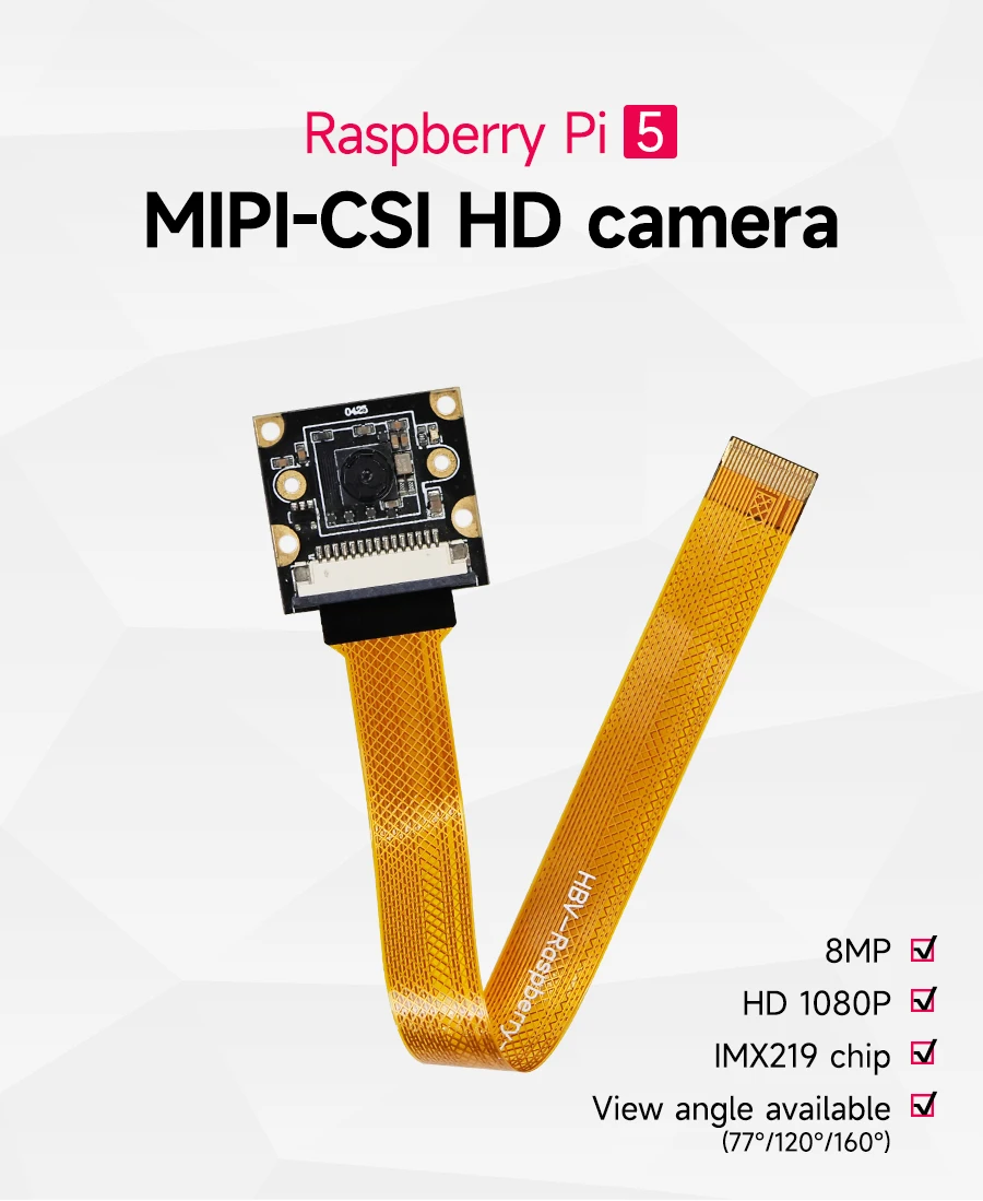 Himbeer Pi 5 Kamera modul mit 8mp imx219 Chip 77 ° 120 ° 160 ° Fov zur Auswahl mit hochwertiger Acryl halterung 22pin-fpc Kabel – Detail 2