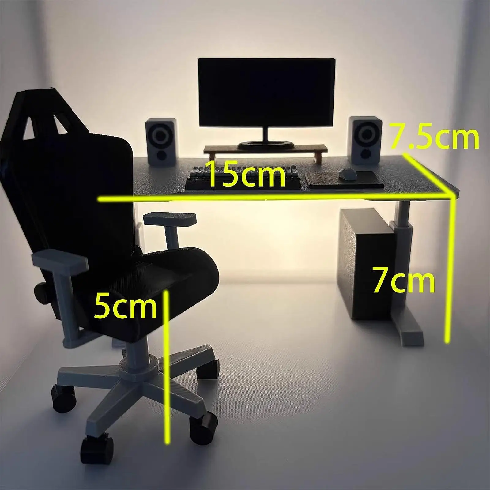 

Dollhouse Furniture Miniature Computer Desk Set 1 12 Scale DIY Accessories for Office Mini Room