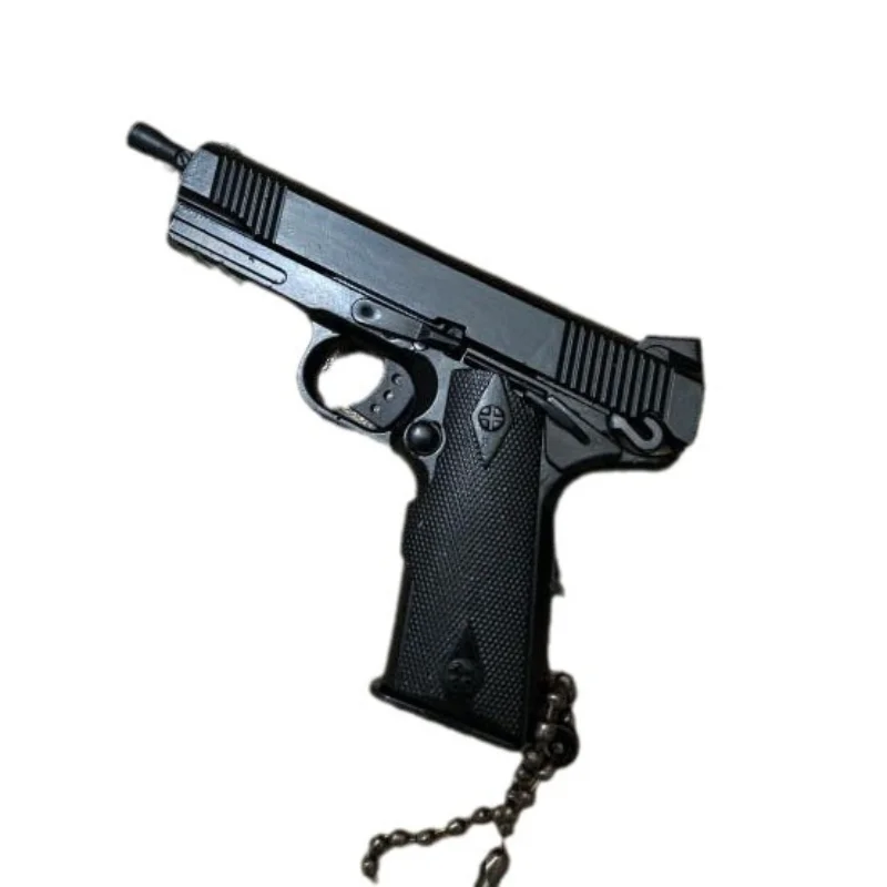 Mini Alloy Black M1911 Brelok do kluczy Odpinany model pistoletu zabawkowego Fałszywy pistolet Prawdziwa kolekcja Pubg Prop Prezent urodzinowy dla