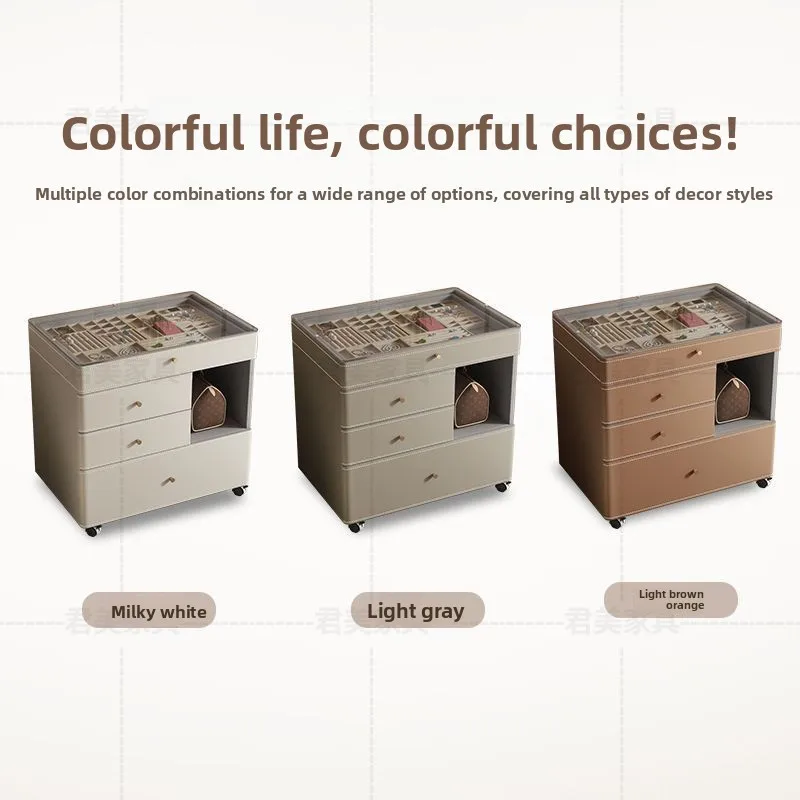 Small modern simple bedroom jewelry box chest integrated, mobile lifting small apartment makeup mirror - view 3