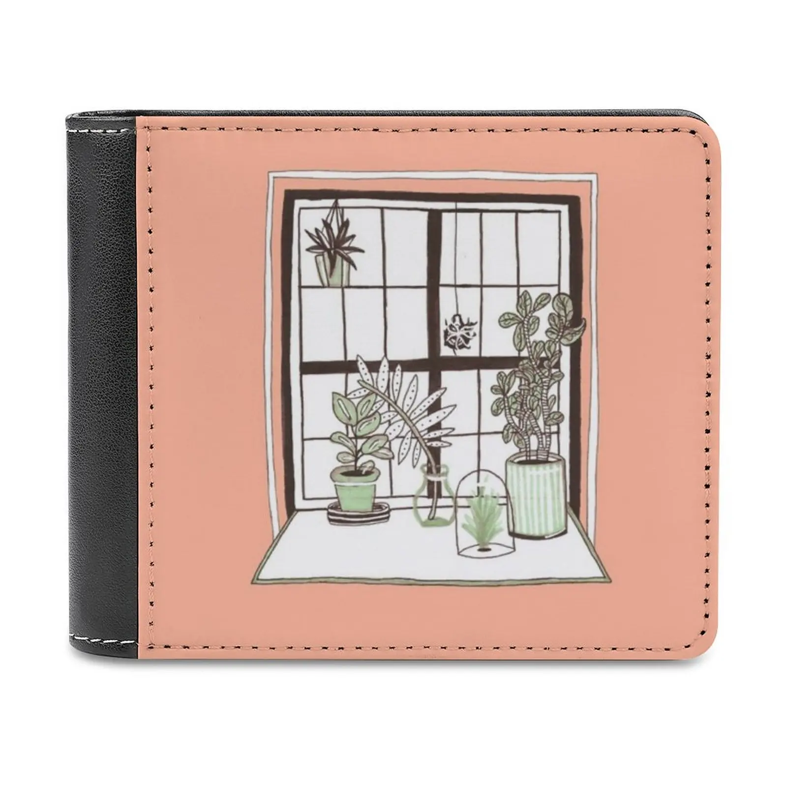 Plant Window Men Wallet Pu Leather Short Male Purses Credit Card Wallet For Men Money Bag Plants Window Personalized Wallet