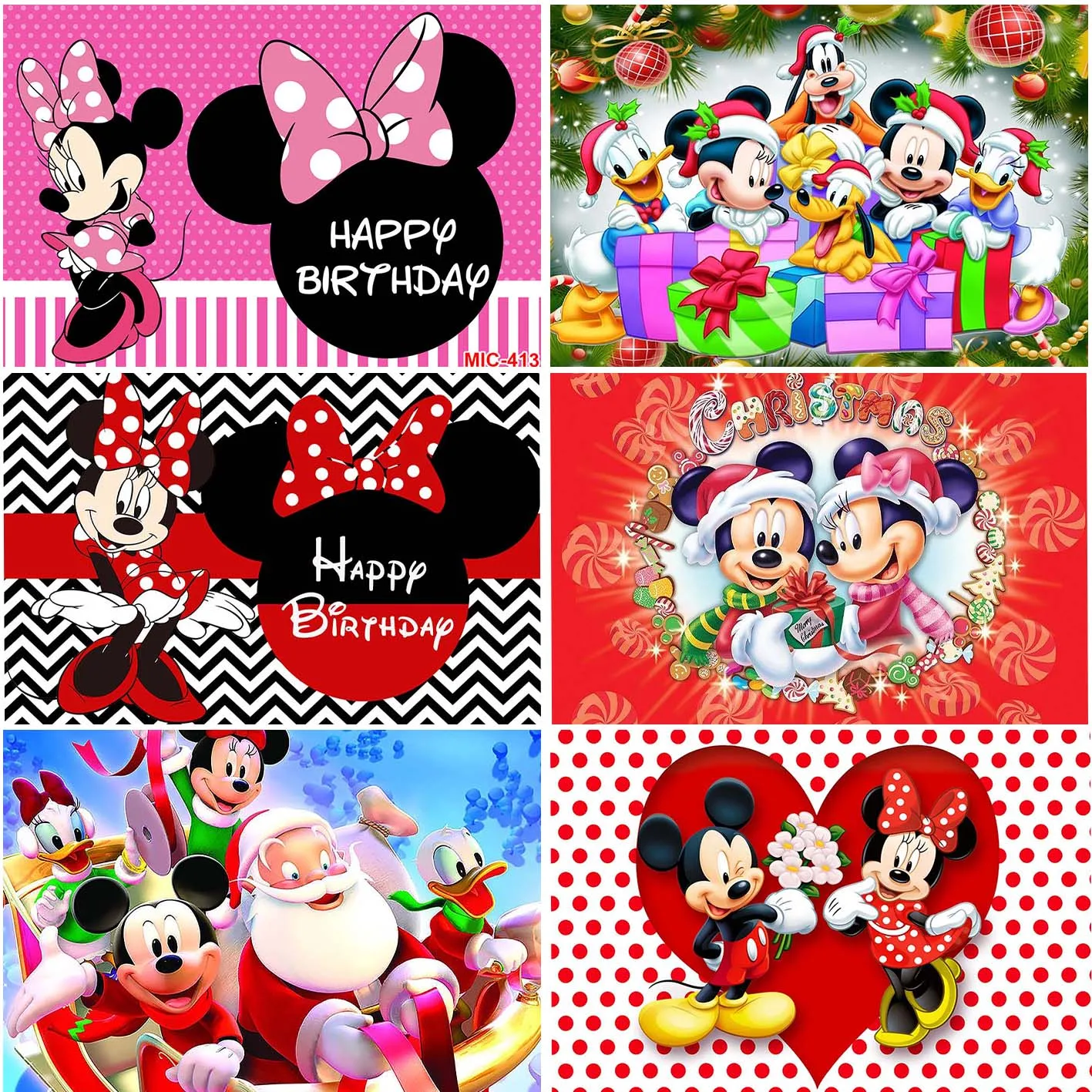 

Disney Cartoon Minnie Mickey Backdrops Baby Shower Happy Birthday Party Decoration Custom Studio Banner Photography Backgrounds