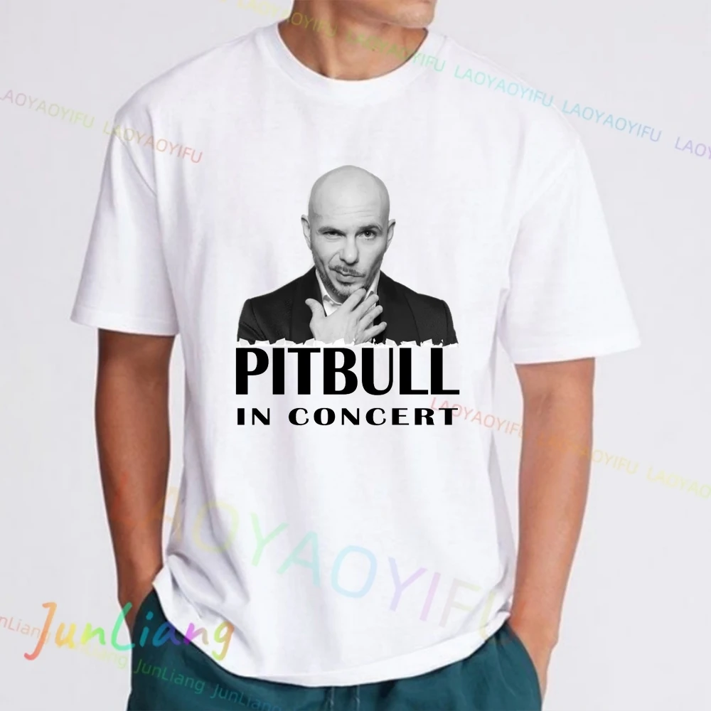 Pitbull in Concert Men's Clothing 2024 Mr Worldwide Y2k Vintage Top 100% Cotton Funny Shirt Women's T-shirts Tshirt Streetwear