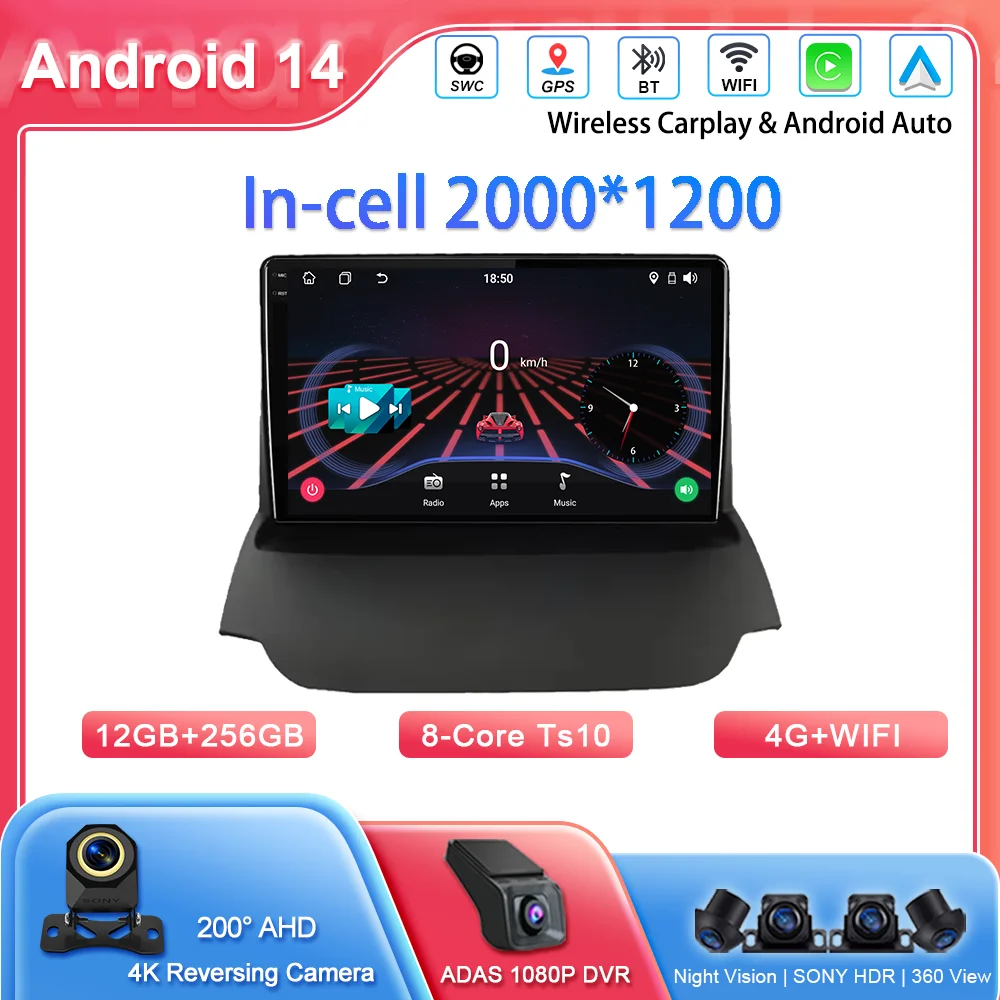 

Автомобильный Android 14, радио стерео для Ford Ecosport 2013 2014 2015 2016 2017, авто мультимедийный видеоплеер, беспроводной головное устройство Carplay