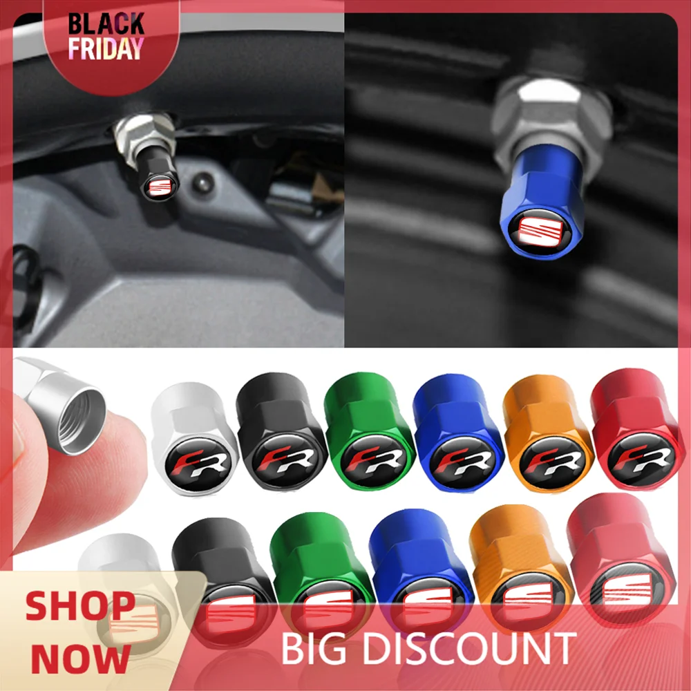 4Pcs Metal Car Styling 3D Wheel Tire Valve Caps Stem Cover Accessories For Seat FR Cupra Tarraco Leon Ibiza Ateca Toledo Cordoba