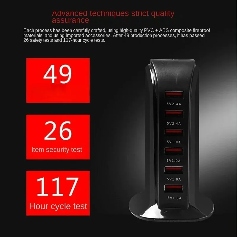 6-Port USB Schnellladegerät Tragbare Ladestation für Apple IPhone Watch Phone Wandladegerät R57