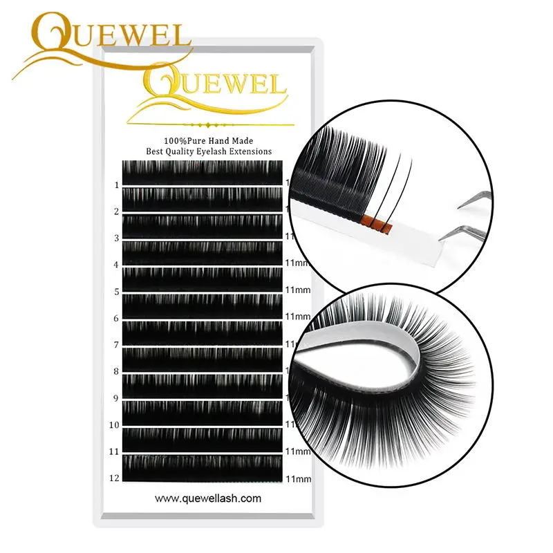 Quewel Individual Eyelash Extensions False Mink Lashes Professional Silk Lash Extension Wholesale Single EyeLashes Makeup Cilia