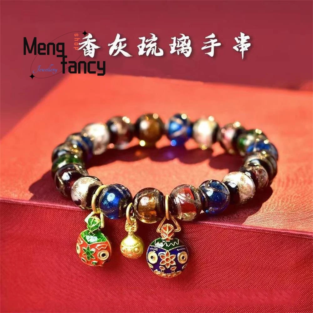 

Ethnic-style Incense Ash Glazed Gold-swallowing Beast Ancient Method Multi-Treasure Cultural Play Buddhist Prayer Bead Bracelet