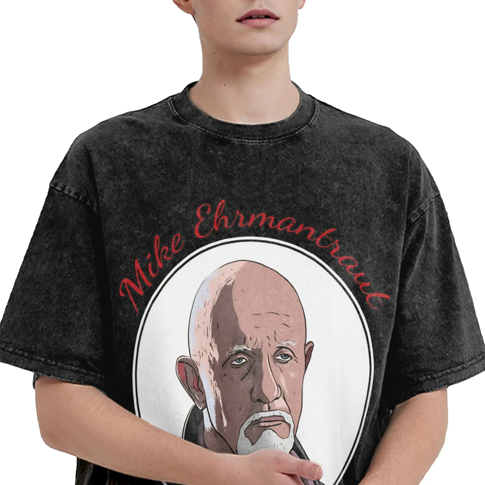 Harajuku Washed Shirts Mike Ehrmantraut Breakings Bads  Accessories Vintage T-Shirts Oversize  Streetwear Short Sleeve