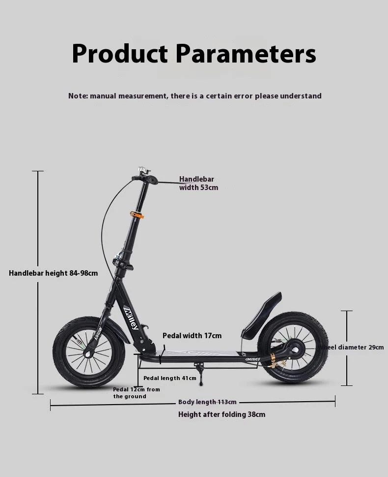 Faltbarer Erwachsenen-Roller mit Handbremse, Großes Rad, Zweirad-Stadtroller für Jugendliche und Berufstätige, Brandneues Modell – Detail 2